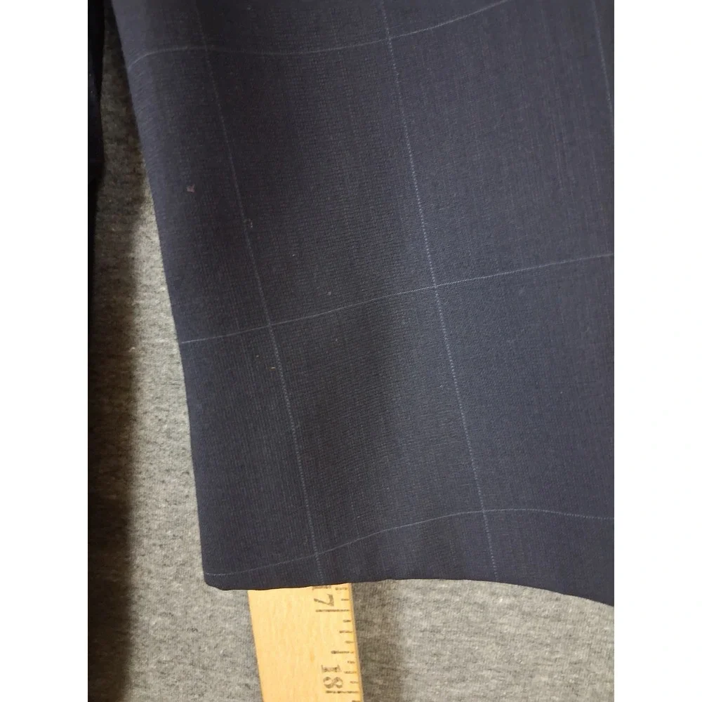 Ermengeldo Zegna Mens Jacket 44R Blue Pinstripe Plaid Wool Sportcoat Blazer